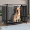 Heavy Duty Indestructible Dog Crates 2-Door Escape Proof Cages with Lockable Wheels and Removable Tray for Medium to Large Dogs