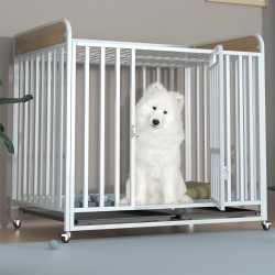 Heavy Duty Indestructible Dog Crates Escape Proof Cage with Storage Rack/Lockable Wheels/Removable Tray for Medium to Large Dogs